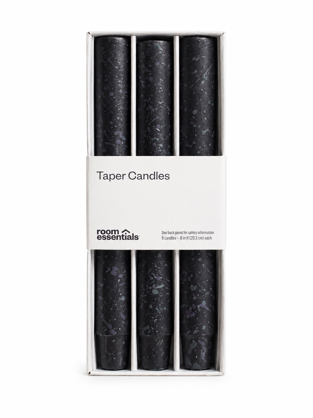 Room Essentials Black Speckled Taper Candles - Set of 6